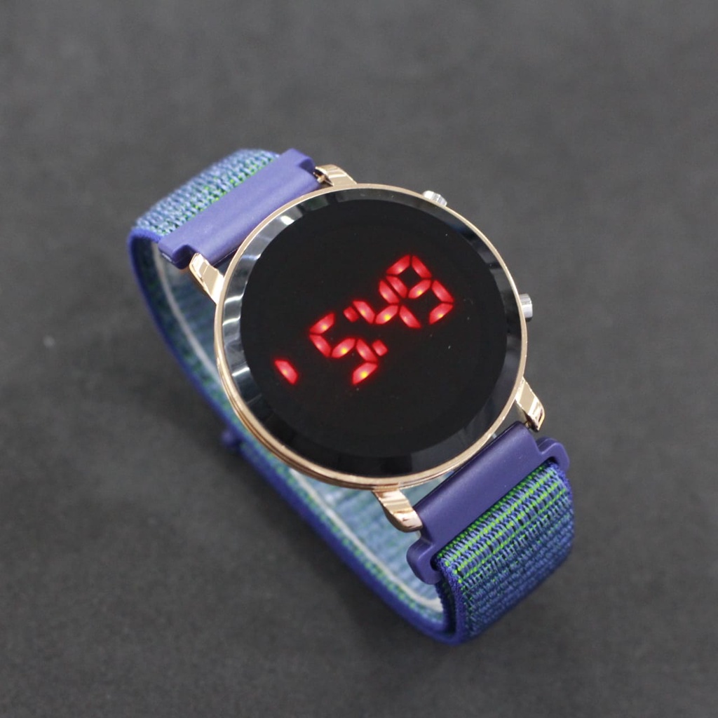 JAM TANGAN LEDWATCH KANVAS BULAT ROSE GOLD CASE/JAM TANGAN WANITA TERBARU/JAM TANGAN KEKINIAN/JAM TANGAN LED