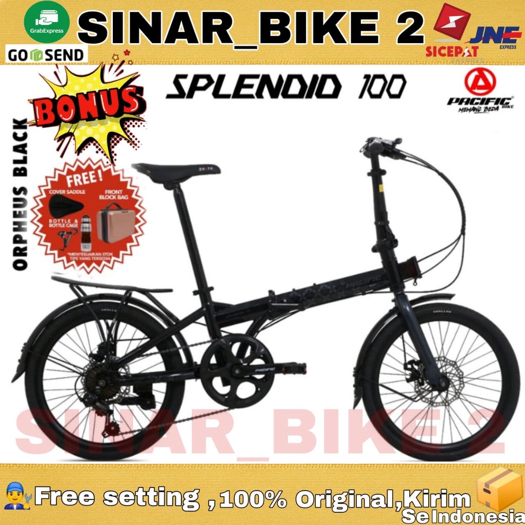 Sepeda Lipat PACIFIC SPLENDID 100 20 Inch 7 Speed Rem Cakram Bonus