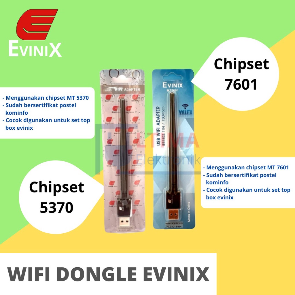 Dongle Wifi Evinix Original Standar Kominfo Chipset MT 7601 &amp; RT 5370