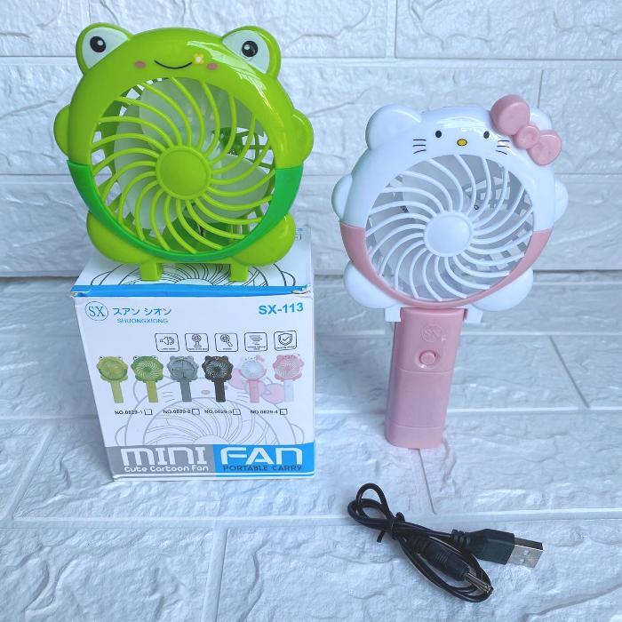 SX-113 Kipas Angin Tangan Genggam Karakter LED Mini USB Portable Fan Bisa Lipat