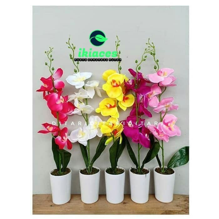 Bunga Anggrek Dan Pot Melamin Bunga Plastik Bunga Artificial Bunga Hias Dekorasi Rumah Warna Warni Shopee Indonesia