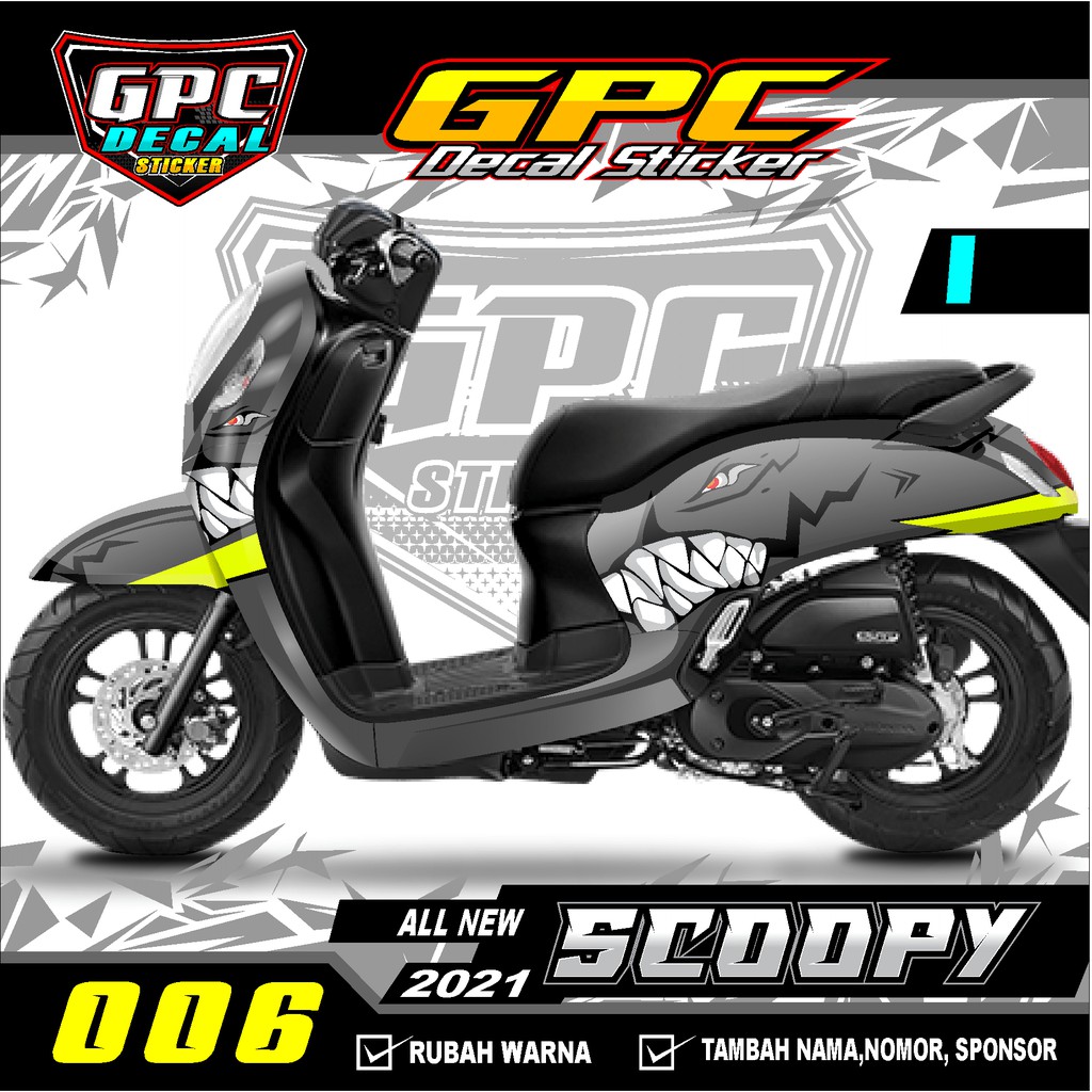 Decal Sticker All New Scoopy 2021 006 Design Hiu Shark Dekal Stiker Striping Fullbody Motor Honda Shopee Indonesia