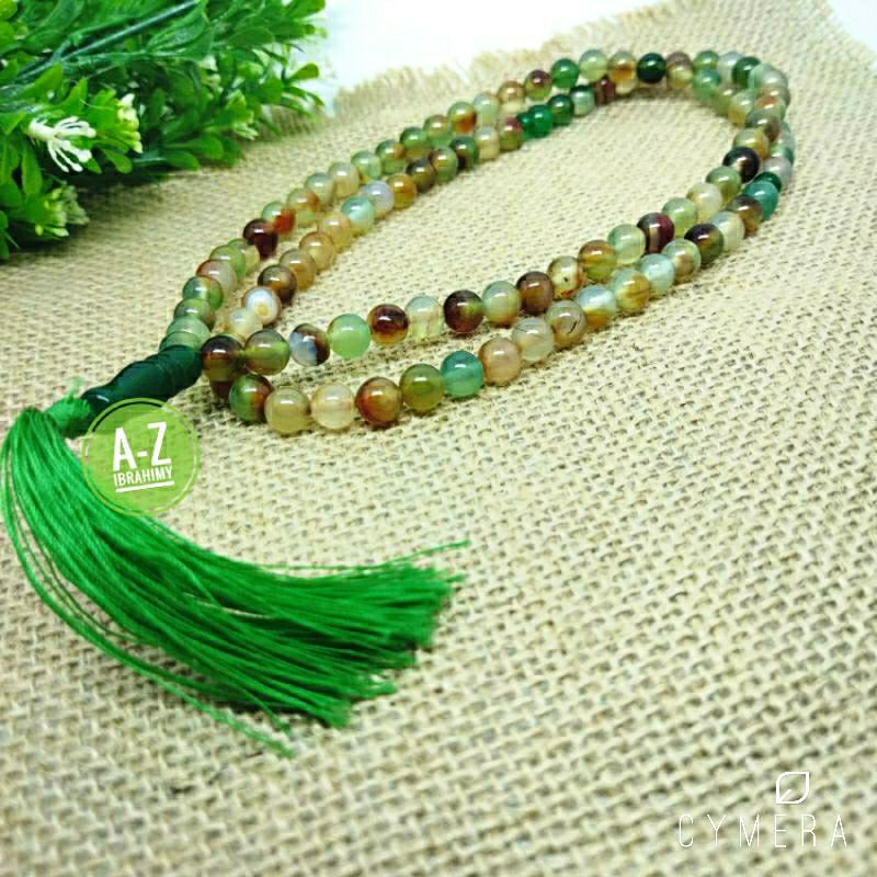 TASBIH BATU AKIK NATURAL PANCAWARNA CRYSTAL~ BENING TEMBUS SENTER~ NATURAL 99