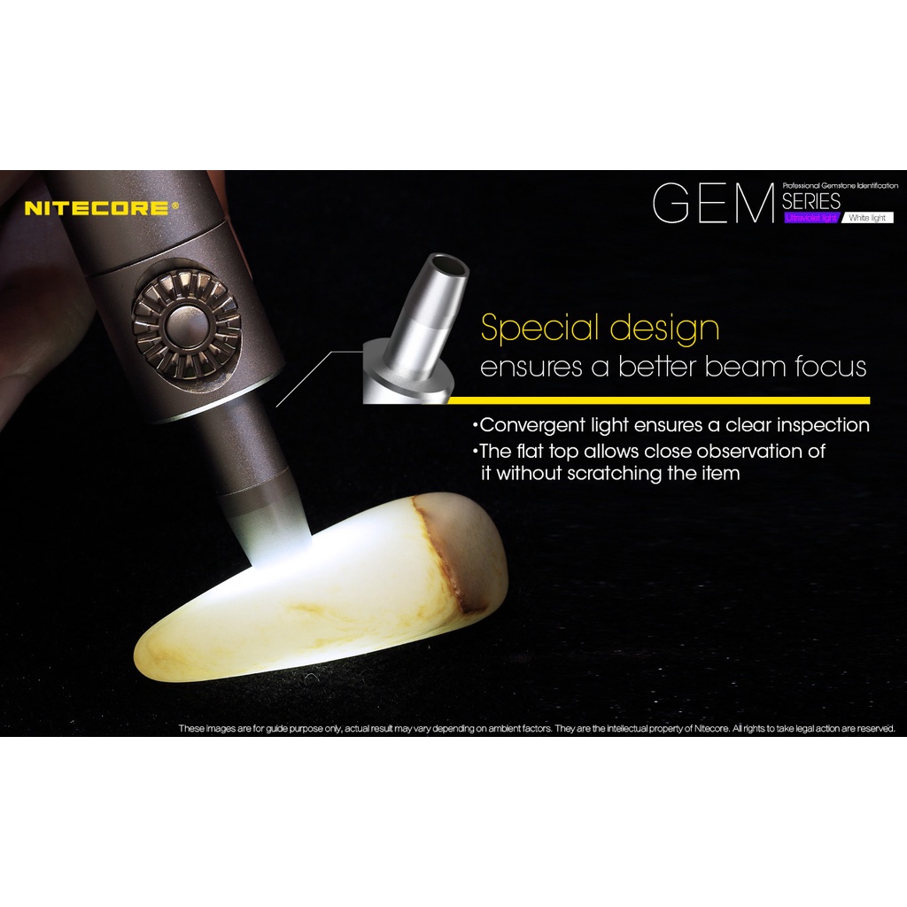 Nitecore GEM8 Senter Indentifikasi Batu Mulia Gemstone XP-L HI V3 500 Lumens - Silver