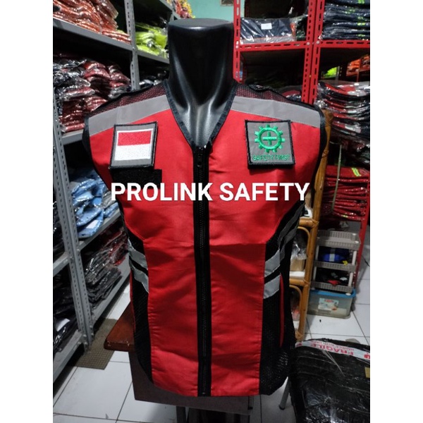 ROMPI SAFETY MERAH FULL LOGO HSE VELCRO PEREKAT MENYALA