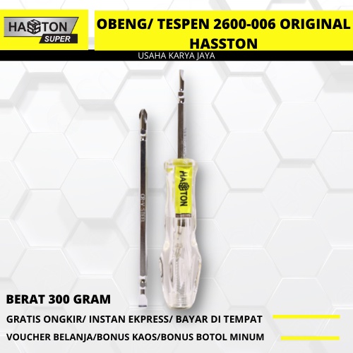 Tespen/Obeng 2600-006 HASSTON Original Terbaru Tespen Obeng Bolak Balik Gagang Karet Merek Hasston O