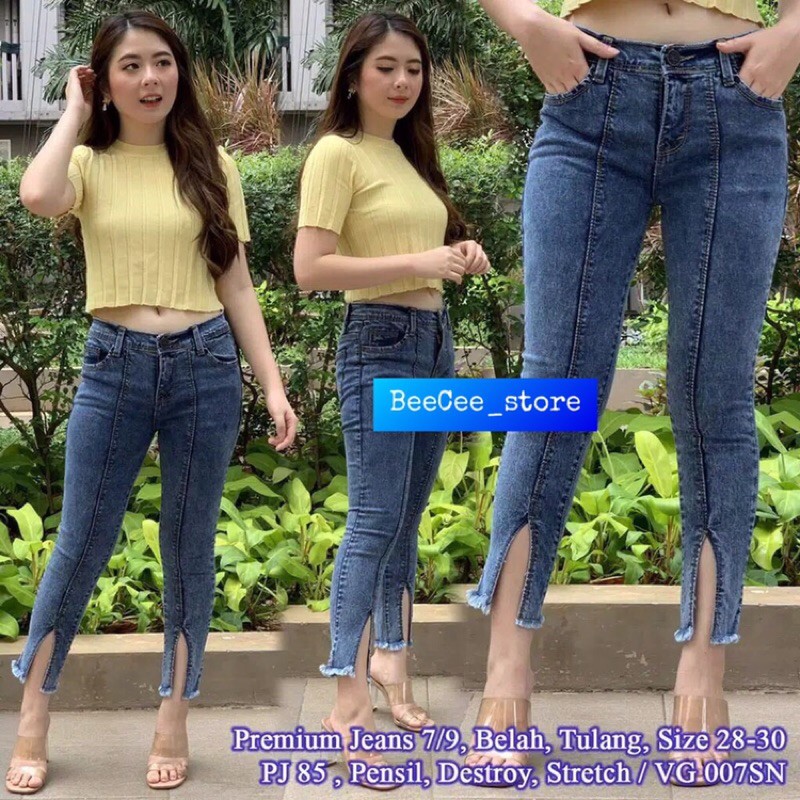 Premium jeans 7/9 belah tulang [OKN]