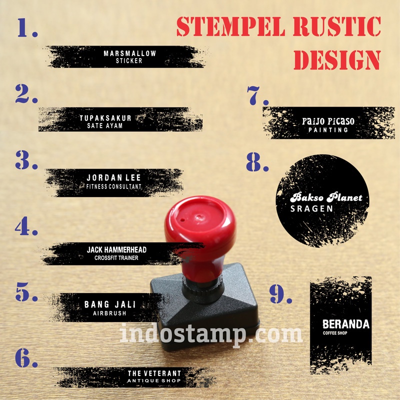 

stempel rustic label selotip classic urban desain logo custom indostamp