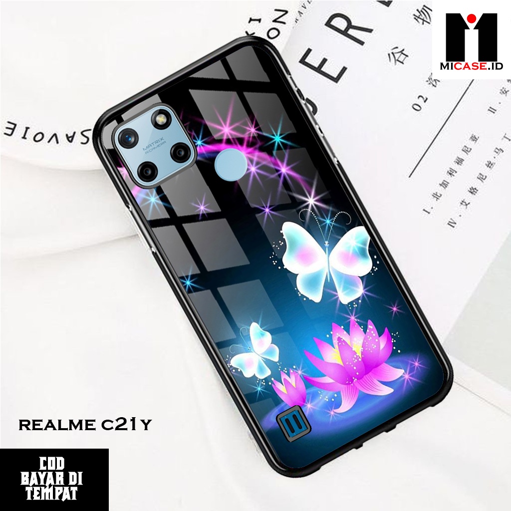 Case REALME C21Y - Casing REALME C21Y Fashion Case Terbaru 2022 MI.CASE [ BUTTERFLY ] Soft Case Glas