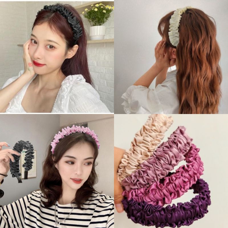 Bando Satin Korea Bandana Kerut Nagita