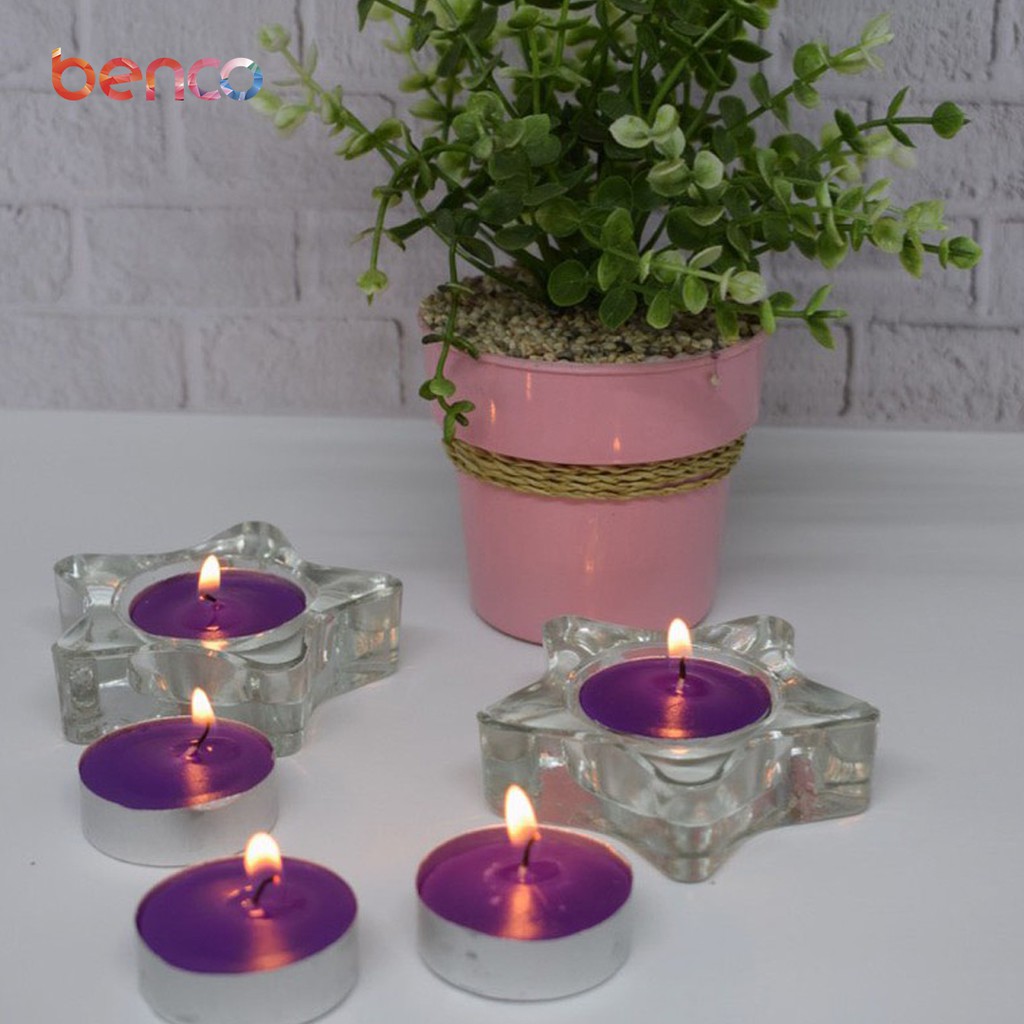 BENCO Tempat Lilin Motif Bintang Candle Holder Glass Star With 10 Pcs Lilin Untuk Candlelight Dinner