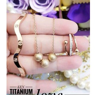 Titanium Set Perhiasan Wanita Warna Rosegold 149224