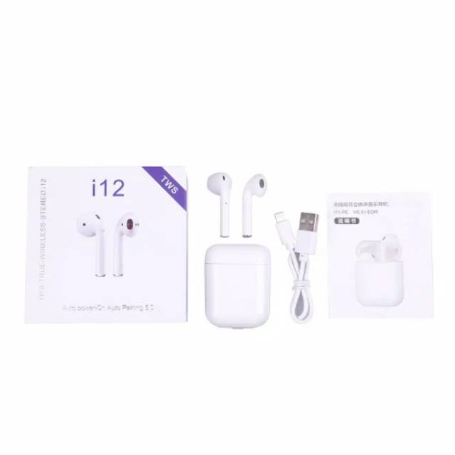 I12 TWS 5.0 Earphone Wireless Bluetooth 1: 1 Touch Screen untuk