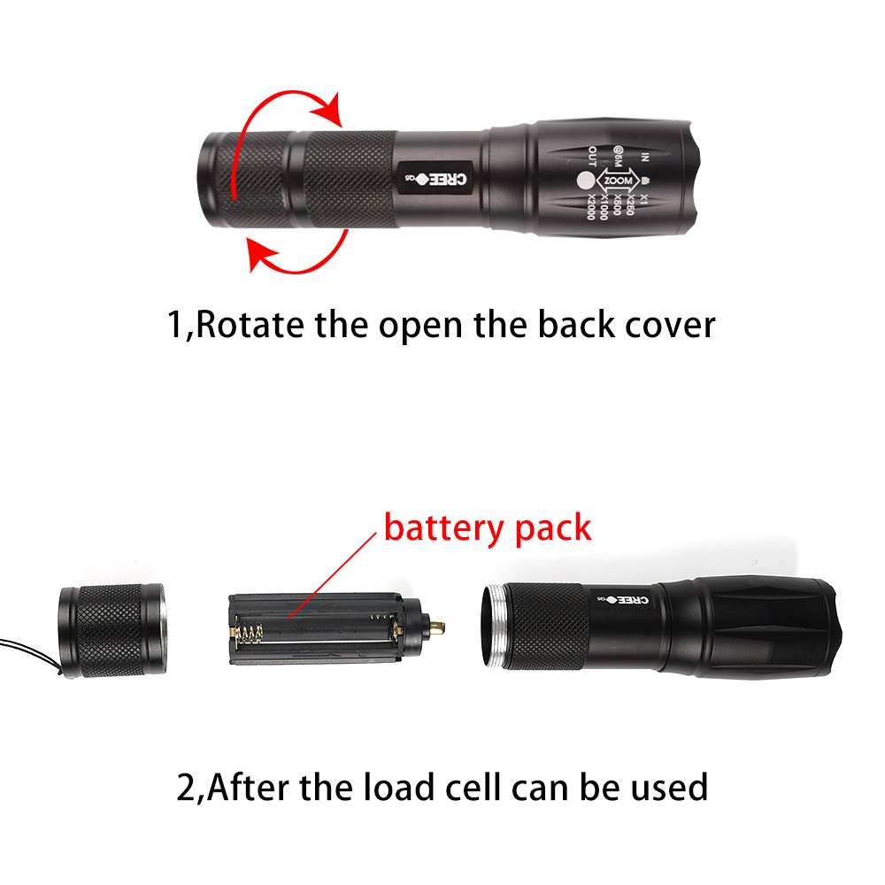 Ultraviolet White Lamp Double Lamp Retractable Zoom Flashlight UV Stain Detector Outdoor Hunting