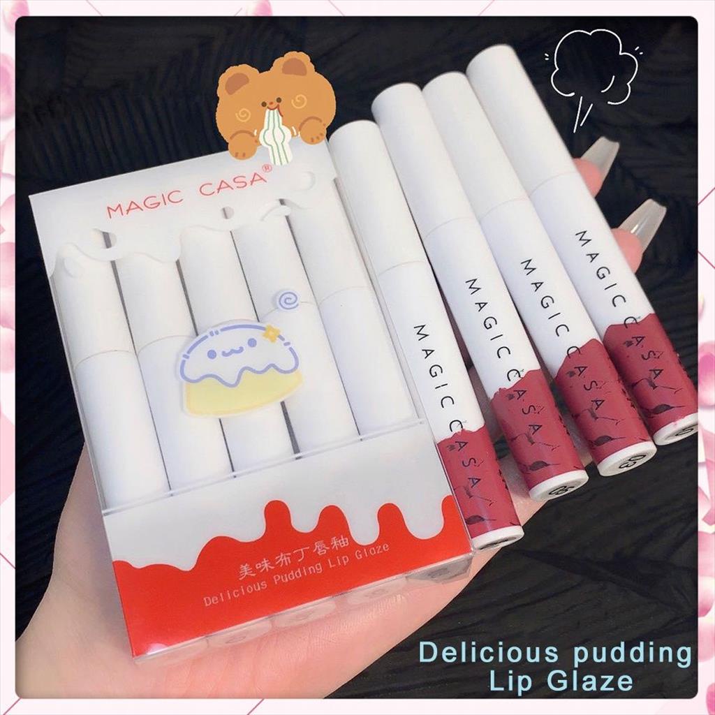 MAGIC CASA DELICIOUS  PUDDING LIP GLAZE SET 5PCS