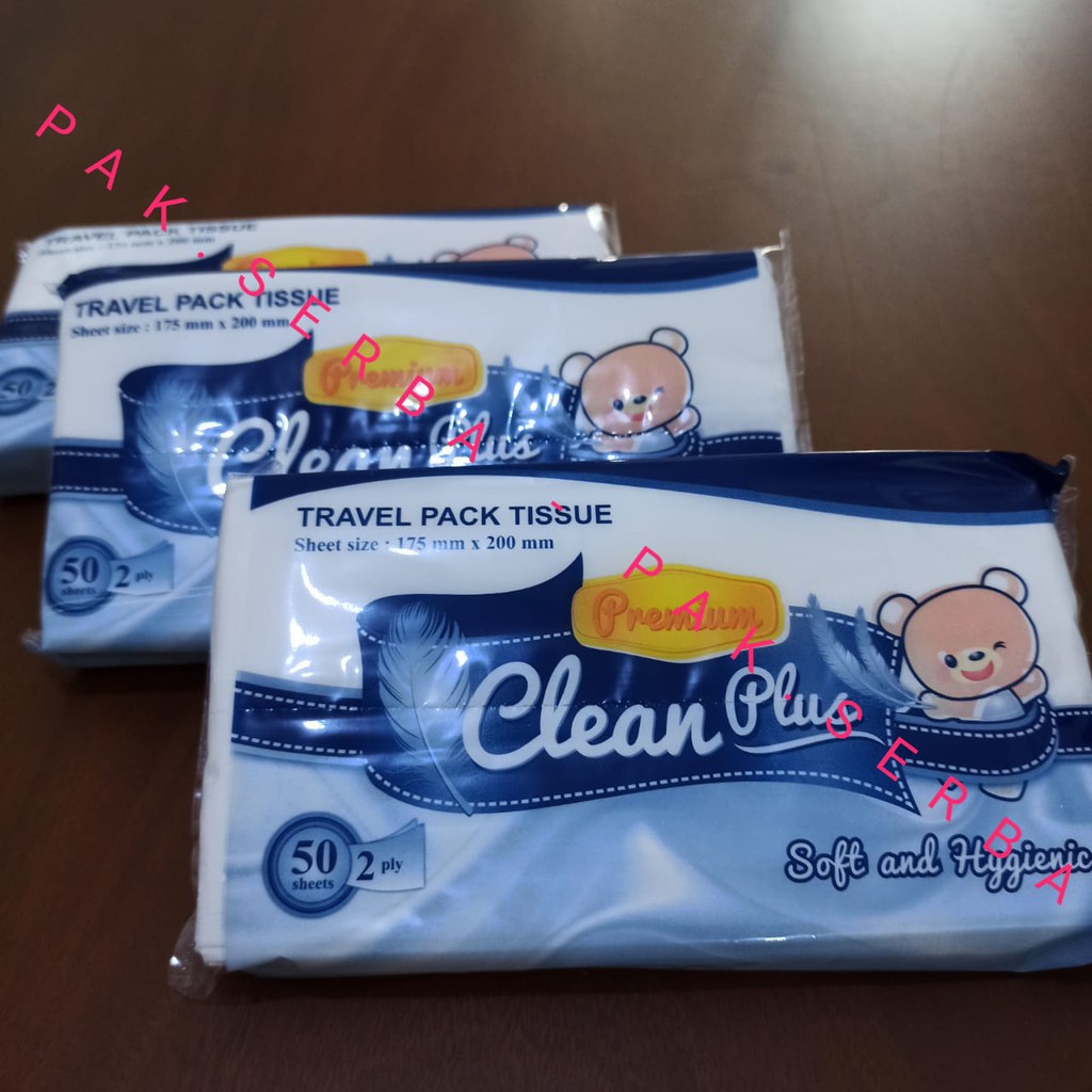 Clean Plus Travel Pack Tissue Premium 50 sheets Soft &amp; Hygienic / Tisu