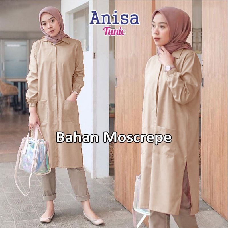 ANISA TUNIK BAHAN MOSCREPE IMPORT FIT TO XL