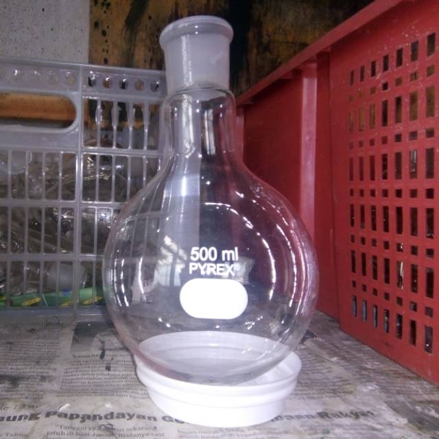 Labu didih atau boiling flask 500 ml NS pyrex