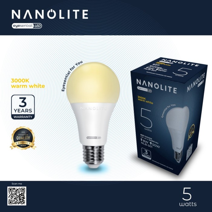 NANOLITE Bohlam Lampu LED 5W Bulb 5 Watt Cahaya Kuning Warm White