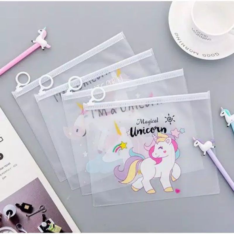 Tempat Pensil / Masker / Tas Pouch Kosmetik Transparan Karakter Lucu