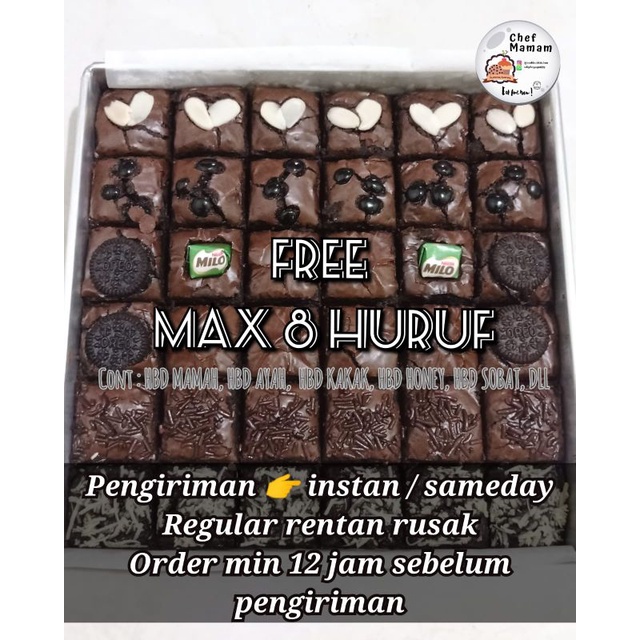 Fudgy Brownies 36 Bites/pcs (GRATIS 8 HURUF)