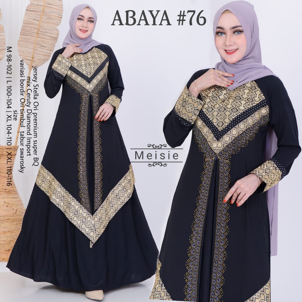 Turkey Abaya 76 Gamis Muslimah Turki Arabian Terbaru Bordir Mote Swarosky M L XL XXL ORI MEISIE