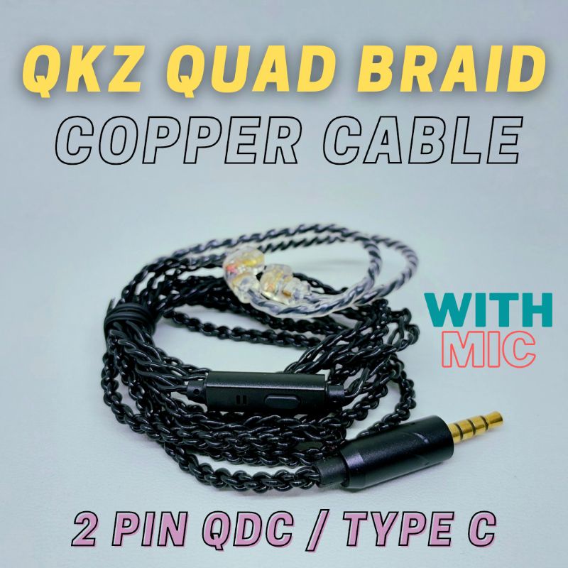 [TERMURAH] KABEL KZ 5N COPPER (MIC) 2 Pin Type C (QDC) Jack 3.5mm For KZ EDX PRO ULTRA ZSN TRN CCA CRA Cable Pengganti-QKZ Type C MIC