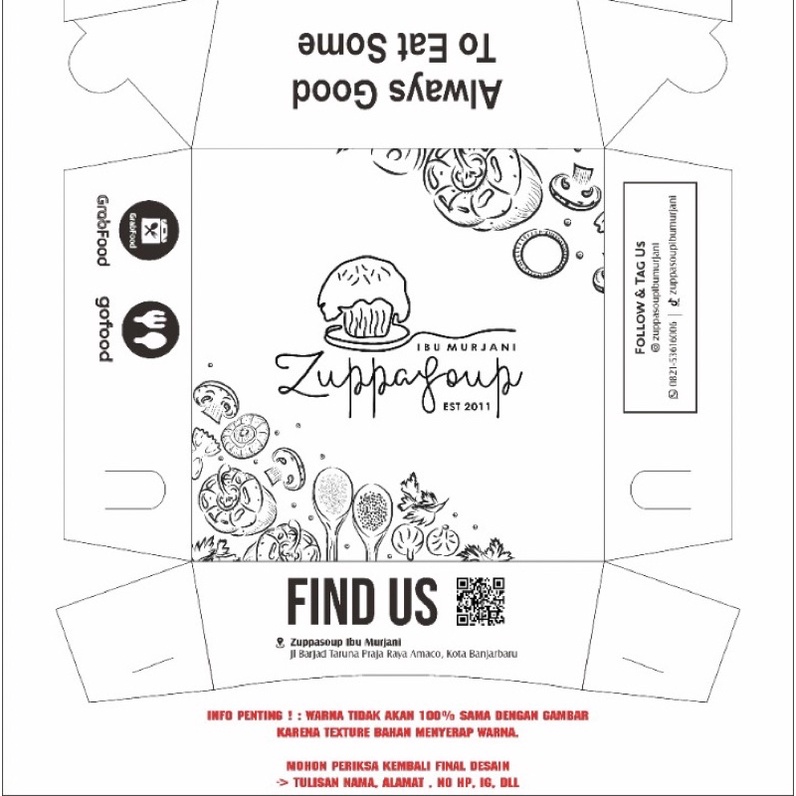 

Zuppa soup Ibu Murjani 2000 pcs, transaksi 2x, ini untuk berat 1000 pcs