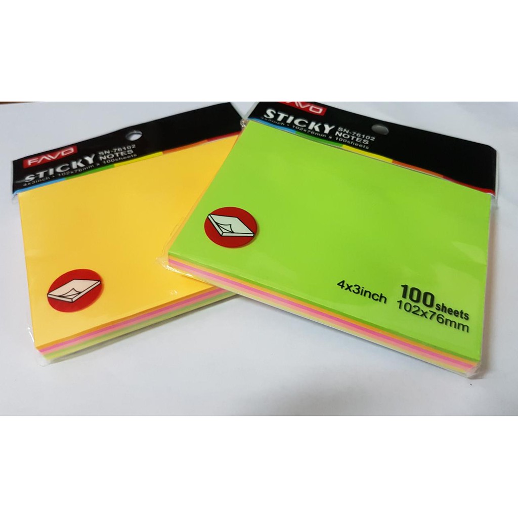

STICKY NOTE FAVO / MEMO TEMPEL 76X102 RAINBOW