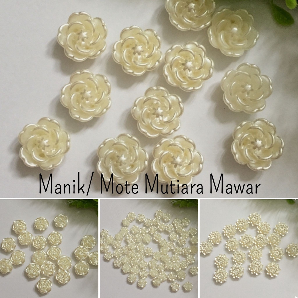 (1 pc) Manik Mote Bunga Mutiara - Bahan Bros Juntai Konektor Kalung Gelang Tasbih