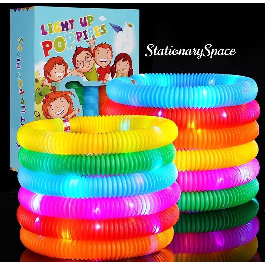Mainan Viral Light Up Pop Tubes Pop Pipes / LED Pop Fidget Tubes Sensory Toys