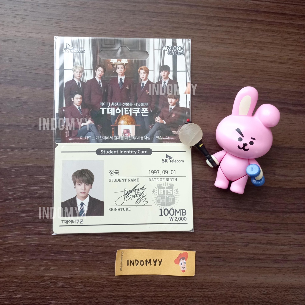 Jungkook SK Telecom Photocard Rare Official - JK BTS Bangtan pc poca kookie voucher student ID card 