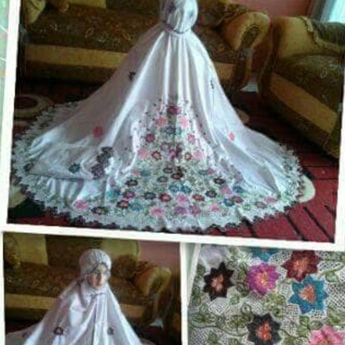 Bukittinggi Original Mukena Bordir Warna - Putih Bordiran Sulaman