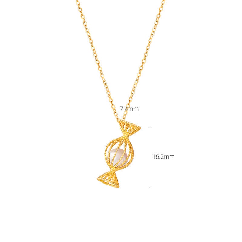 [Ready Stock]Fashion Gold-Plated Cute Candy Pearl Pendant Necklace