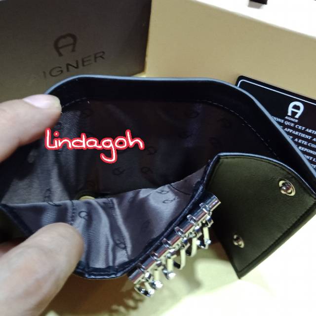 Dompet aigner gantungan kunci kulit kualitas super premium pria wanita