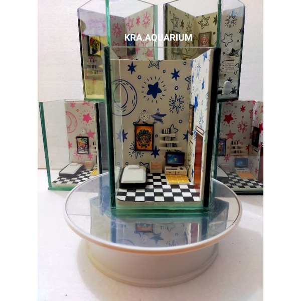 Aquarium Mini Plus Pohon Hiasannya/AQUARIUM MINI/SOLITER CUPANG/SOLITER/SOLITER CUPANG MOTIF BINTANG