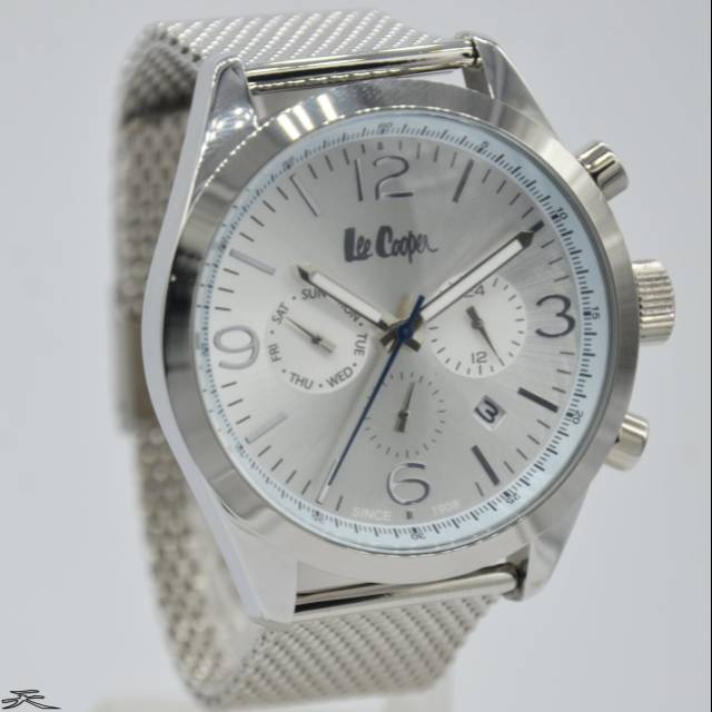 Jam Tangan Pria Lee Cooper LC-84G Silver Rantai Pasir Original Murah