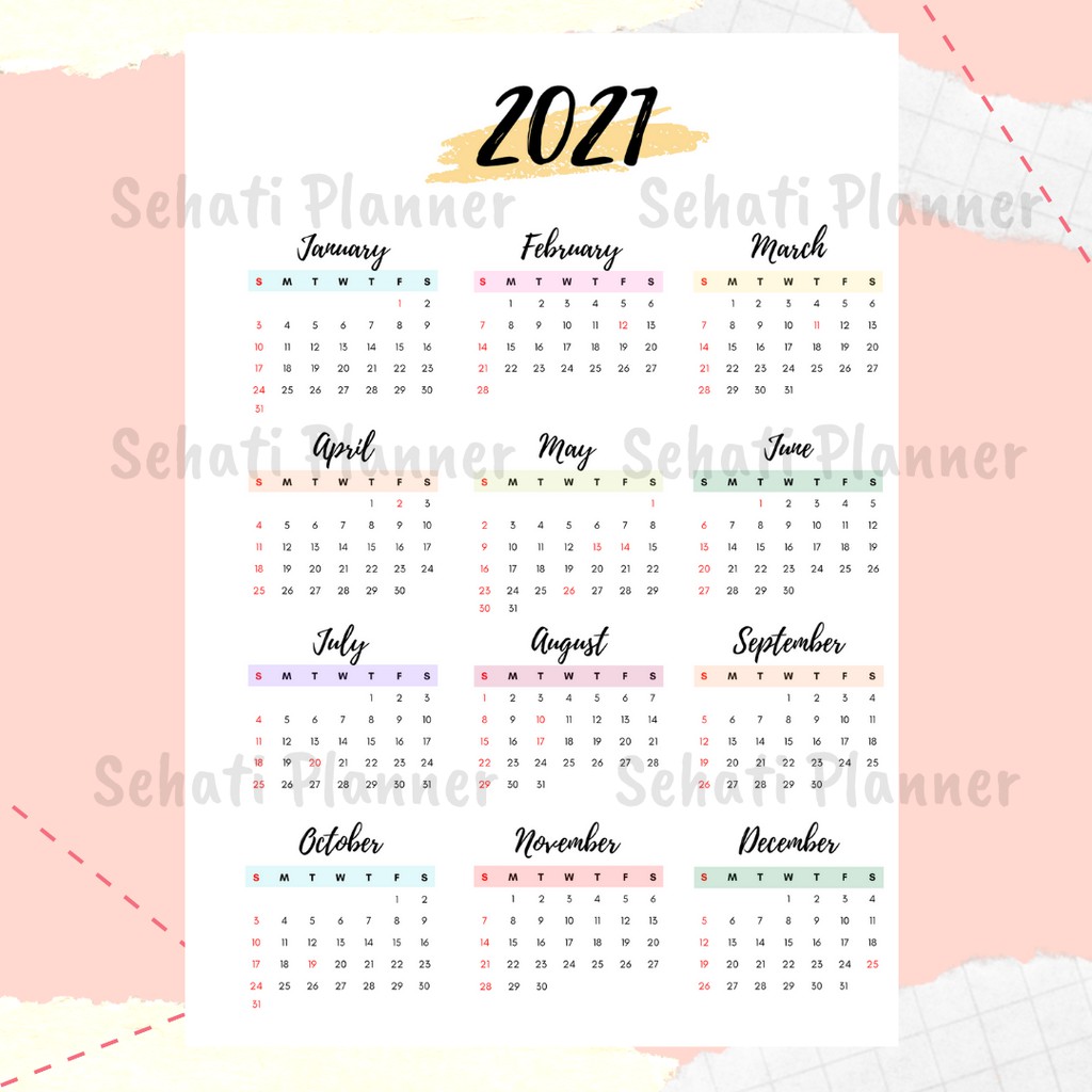 Kalender 2021 / Calendar 2021 / Bullet Journal / Kertas ...