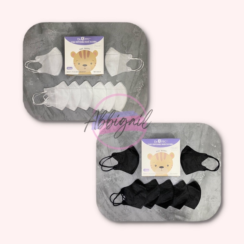 𝘈𝘉𝘎✰ Masker DuckBill Anak Careion Putih Hitam / Masker Duck Bill Hitam Putih Kids 3ply isi 50 pcs / Masker Duckbill Anak Motif Karakter 3 PLY 1035