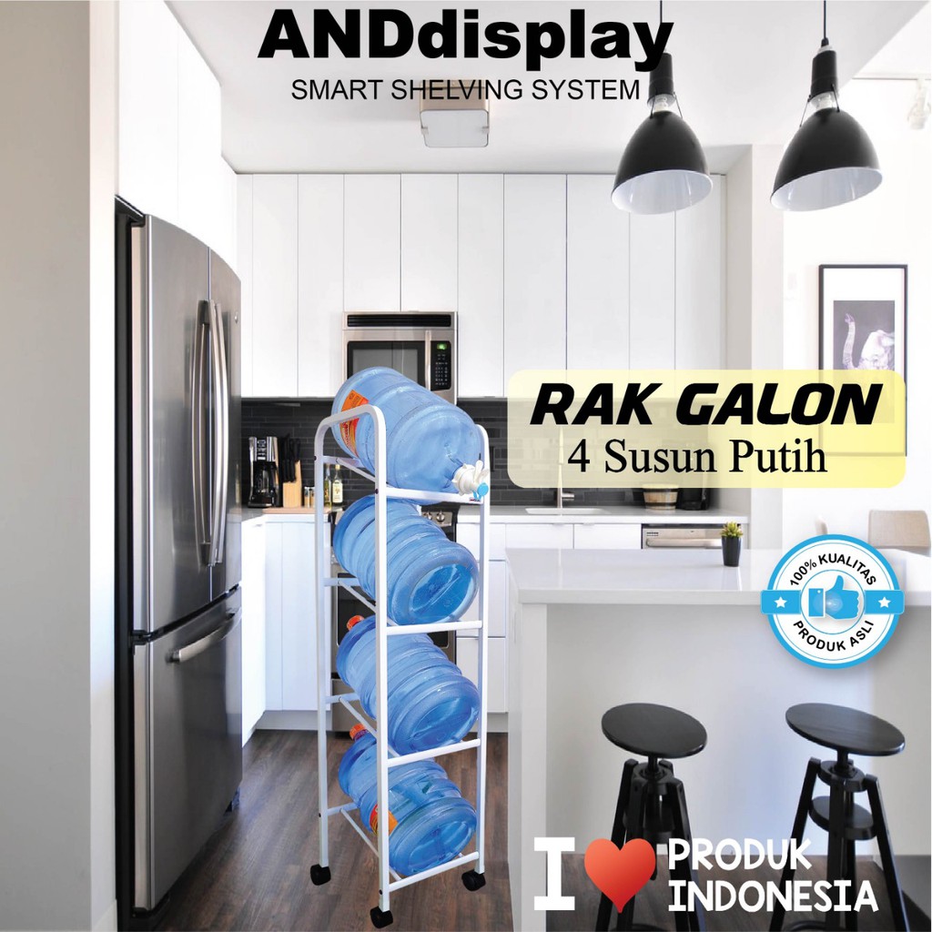 RAK DISPENSER 4 SUSUN PUTIH GALON EKONOMIS AIR MINUM ANDDISPLAY