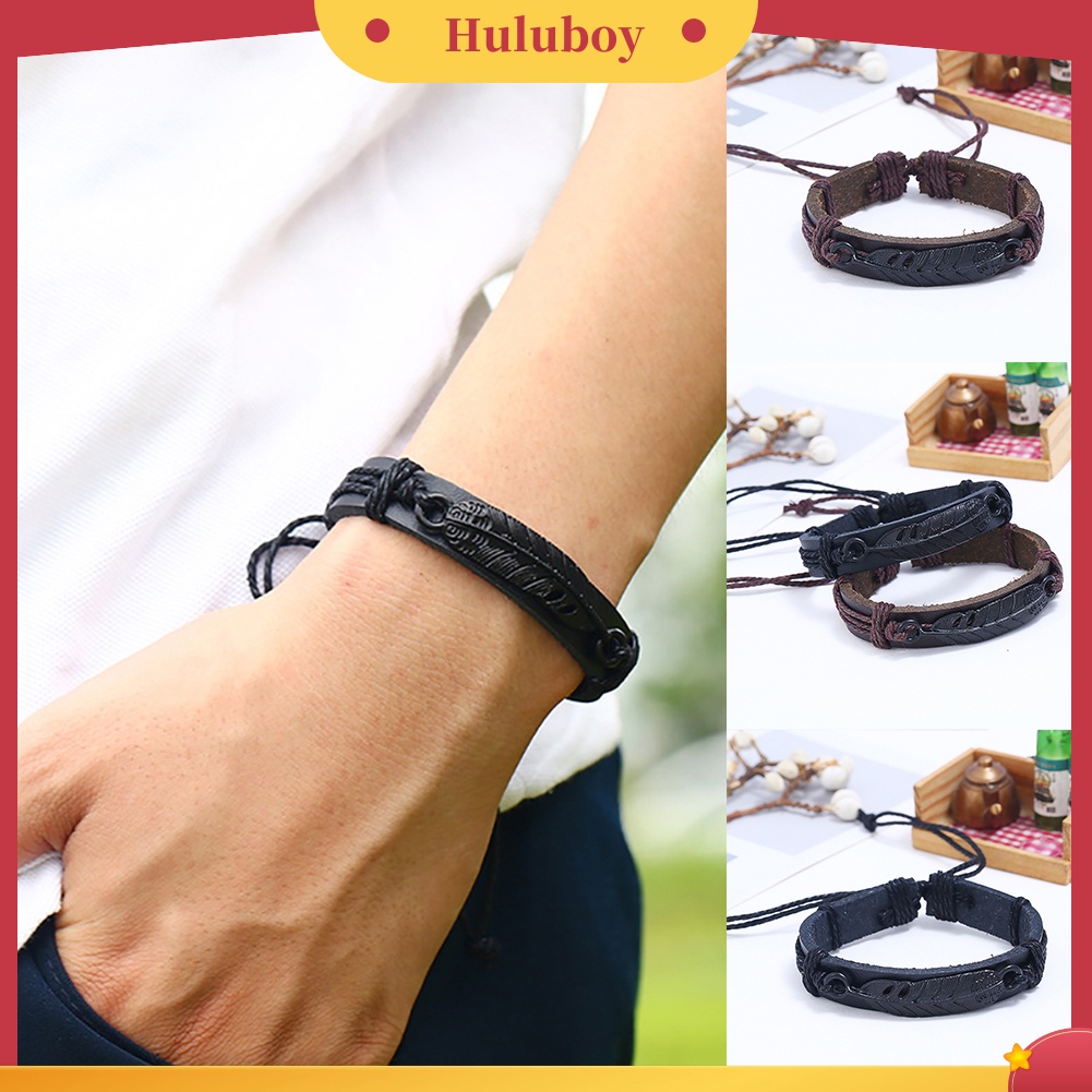 Hu Hu Hu Hu Hu Alat Bantu Pasang Kacamata♡ Gelang Tali Kulit Imitasi Adjustable Untuk Pria