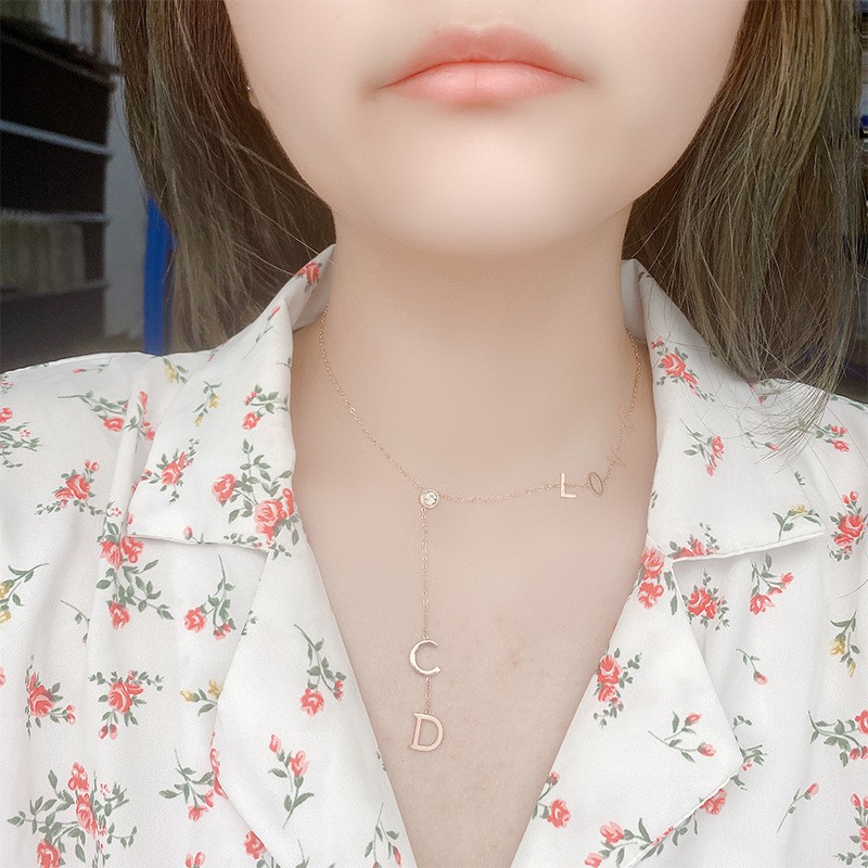 Kalung love DC titanium Wanita Korean Style Anti karat