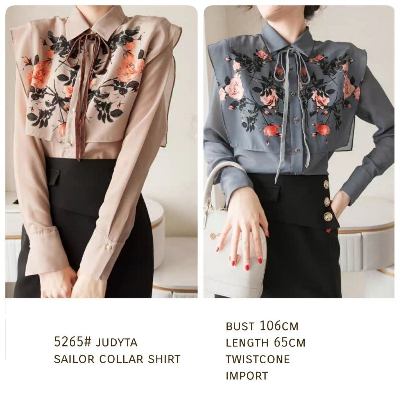 MDLV ~ 5265 JUDYTA SAILOR COLLAR SHIRT BLOUSE KOREA KEMEJA KOREA BLOUSE PREMIUM FASHION IMPORT