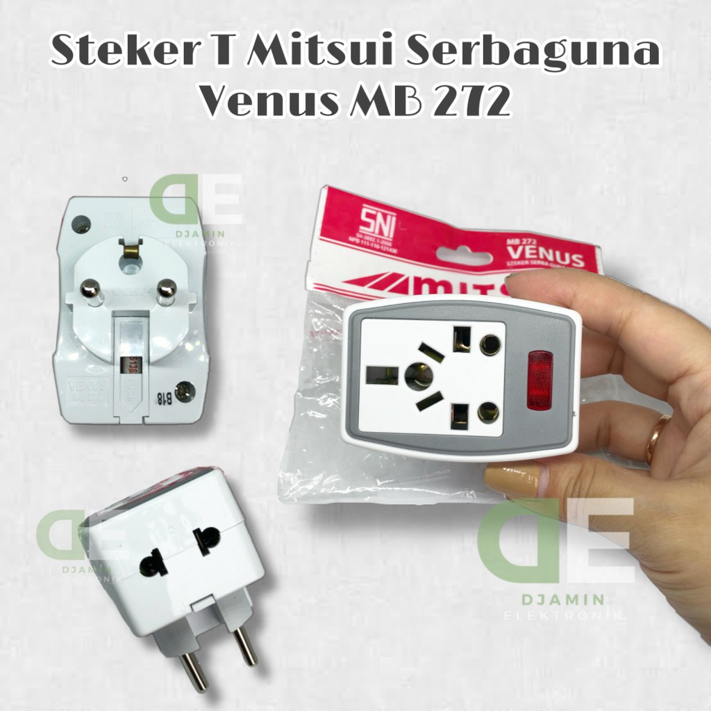 Mitsui Venus MB 272 Steker Serbaguna cabang 3 Lampu Fused (Ada Sekring Pengaman)