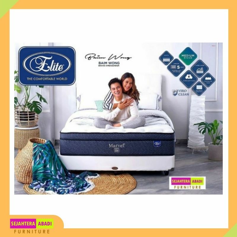 Elite Springbed Kasur Pocket Latex Plushtop System Marvel Matras/Full Set