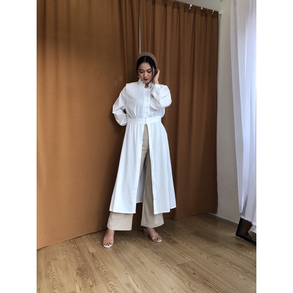 Zéa - Moda - Tunik Korea Putih Busui Dress Lebaran