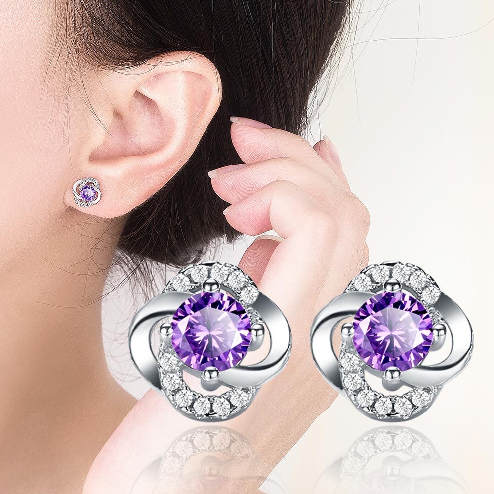 Anting Perak 925 Wanita Bunga-bunga Halus Perhiasan Fashion/Subang Telinga anting perempuan