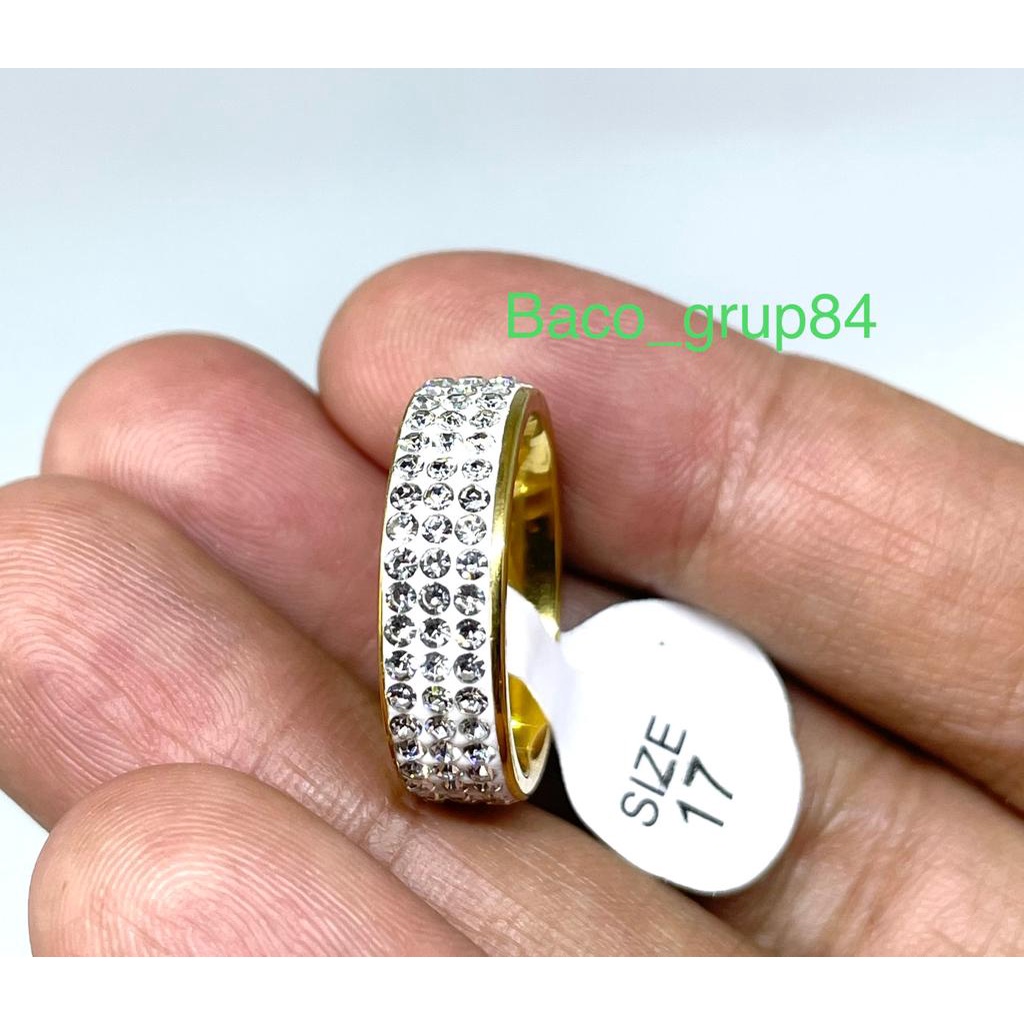 Cincin Titanium Full Mata Kuning (C44) Anti Karat Awet Selamanya