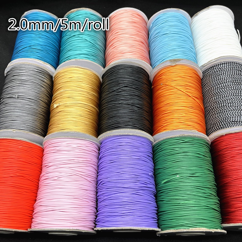Tali Katun Tenun Ukuran 2mm Panjang 5m Gaya Korea Untuk Gelang Dan Kalung