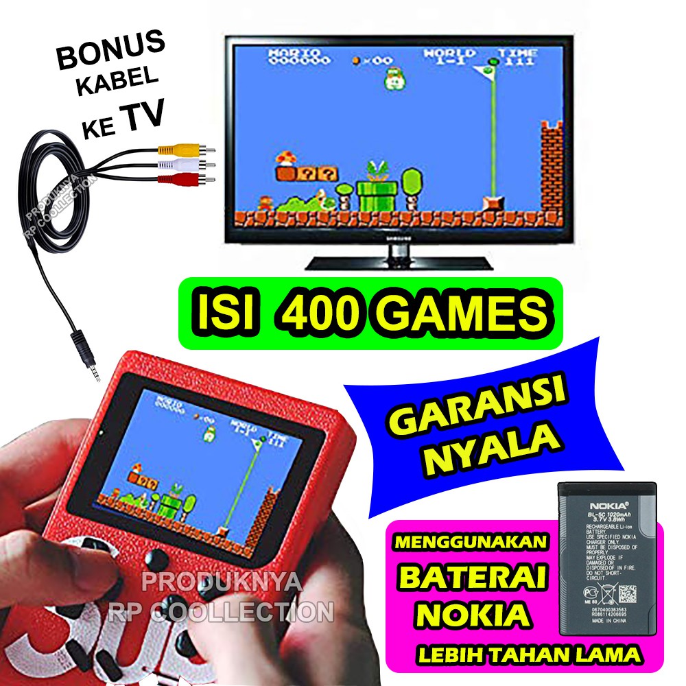 GAMEB0Y Gimbot Bisa ke TV isi 400 Game Baterai Cas Awet Game Retro Portable Mainan Anak